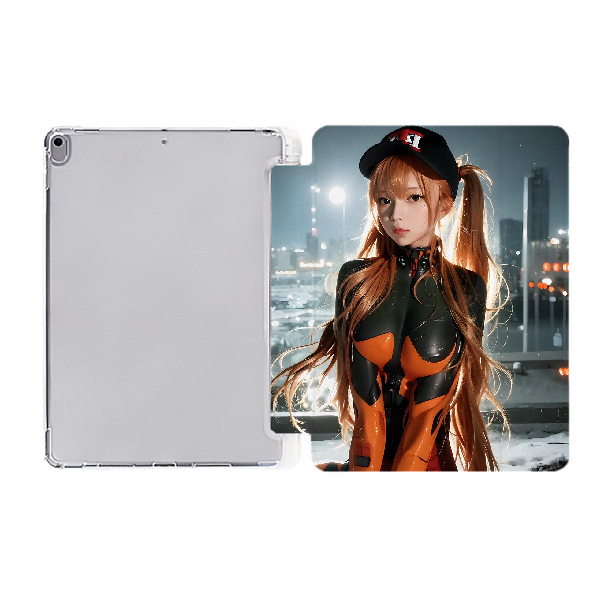 （画像用） EVA 新世紀エヴァンゲリオン IPad ケース ペン収納付き 三つ折りスタンド PUレザー×シリコン 対応機種9.5/10.5/10.9インチ